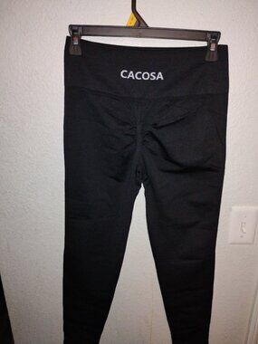 CACOSA performance-enhanced two-pack black and blue workout plus-size leggings